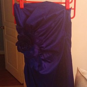 Strapless satin material blue purple s cocktail dress